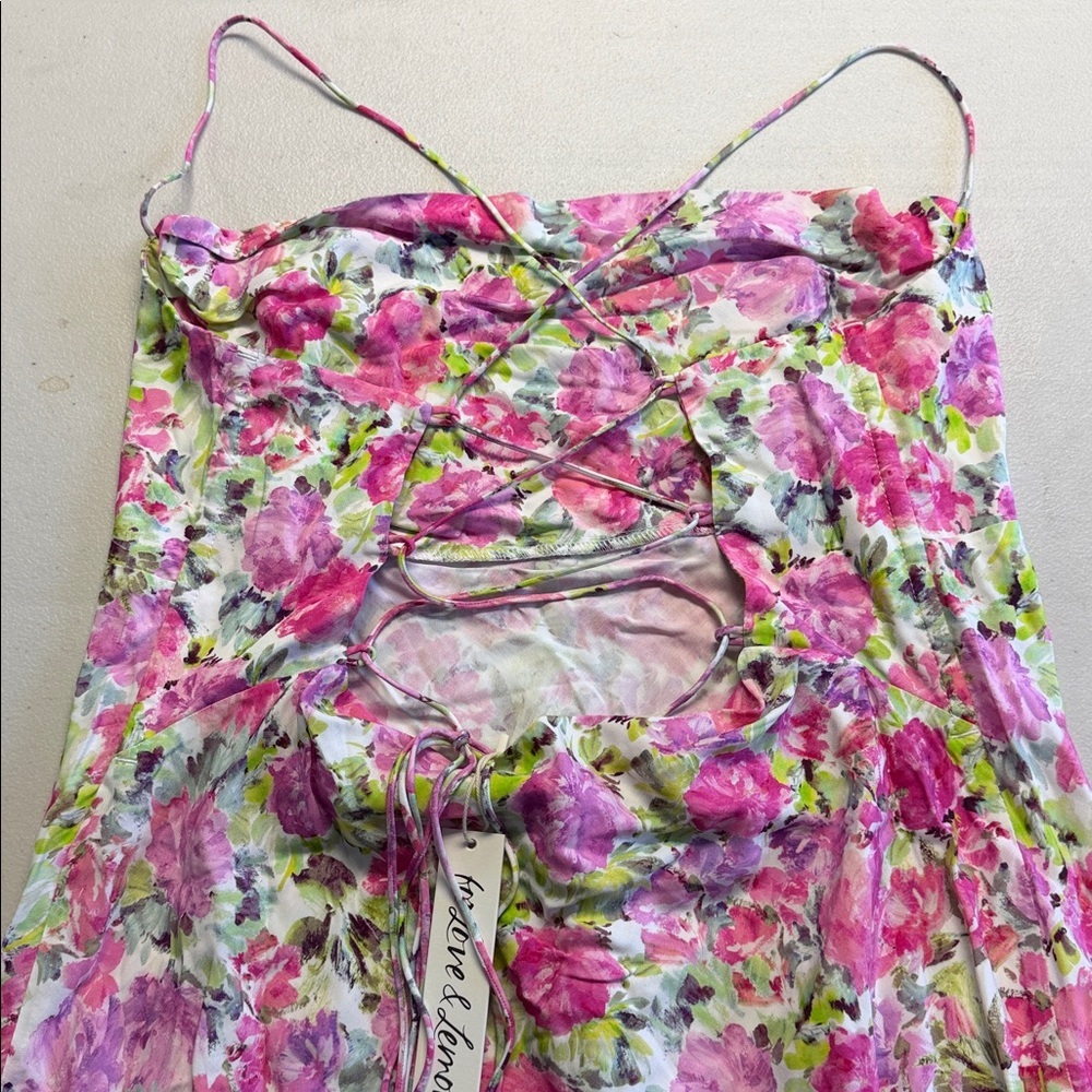 NWT For Love & Lemons Floral Corset Mini Dress - Picture 4 of 6